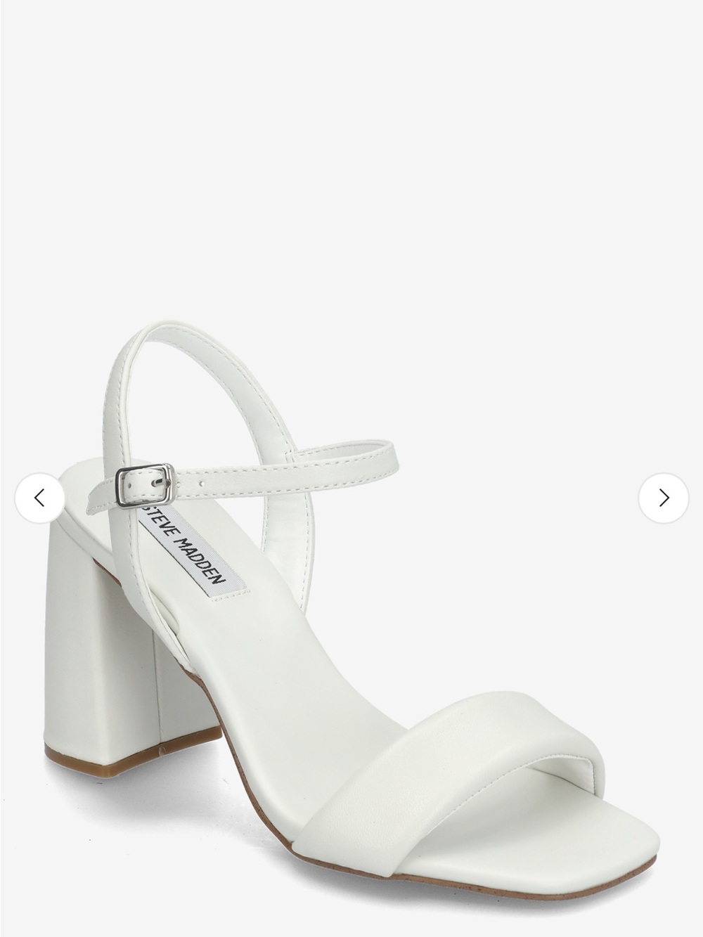 Steve Madden White Block Heel Ankle-Strap Sandals
